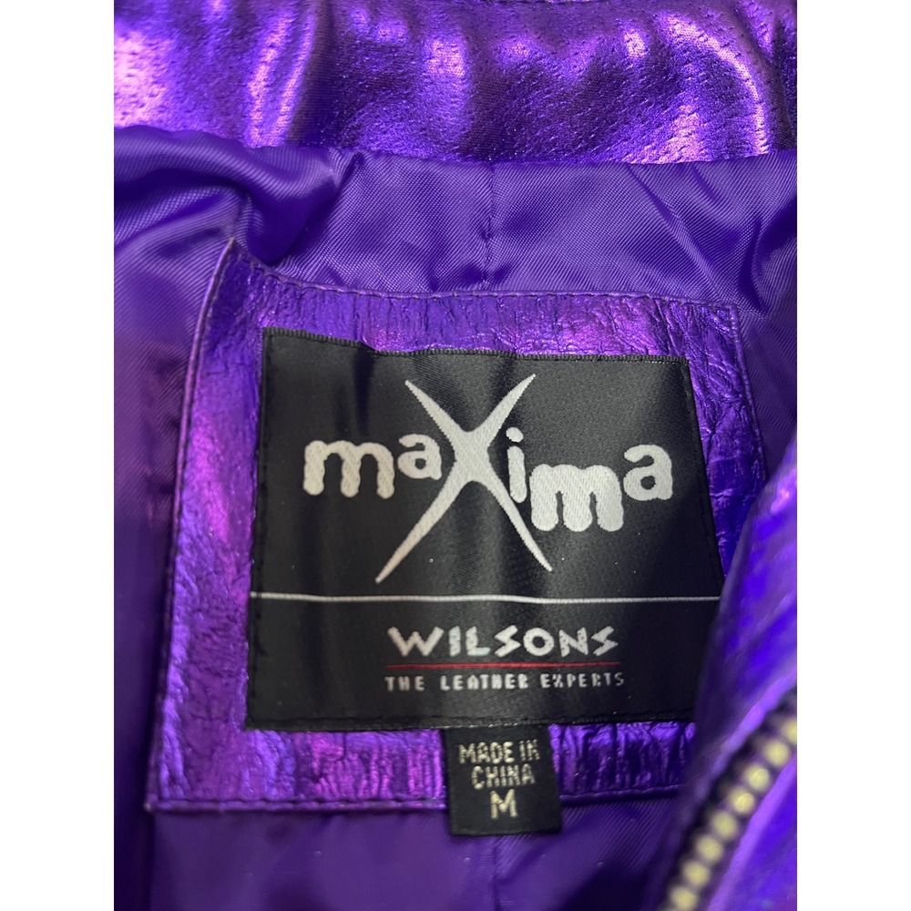 Wilsons Maxima Metallic Purple Leather festival jacket Womens Medium vintage - Picture 2 of 8
